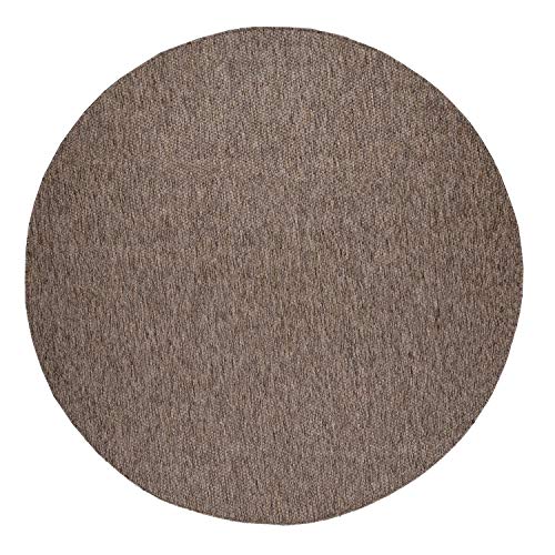 Paco Home Outdoor Teppich Wetterfest Rund Balkon Küchenteppich Modern Flachgewebe Meliert Einfarbig, Grösse:120 cm Rund, Farbe:Taupe von Paco Home