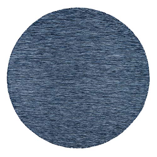 Paco Home Outdoor Teppich Wetterfest Rund Balkon Küchenteppich Modern Flachgewebe Meliert Einfarbig, Grösse:80 cm Rund, Farbe:Blau von Paco Home