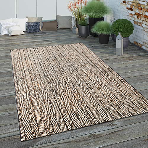 Paco Home Outdoor Teppich Wetterfest Wohnzimmer Balkon Küchenteppich Schlafzimmer Boho Moderne Sisal Optik Geometrische Muster, Grösse:160x230 cm, Farbe:Braun von Paco Home