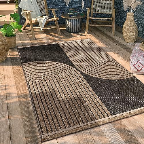 Paco Home Hochwertiger Outdoor Teppich Wetterfest & Pflegeleicht Jute-Sisal-Optik mit Fransen & Hoch-Tief-Effekt Langlebig für Terrasse, Balkon, Garten & Küche, Grösse:80x150 cm, Farbe:Anthrazit Paco Home Hochwertiger Outdoor Teppich Wetterfest & Pflegeleicht Jute-Sisal-Optik mit Fransen & Hoch-Tief-Effekt Langlebig für Terrasse, Balkon, Garten & Küche, Grösse:80x150 cm, Farbe:Anthrazit von Paco Home