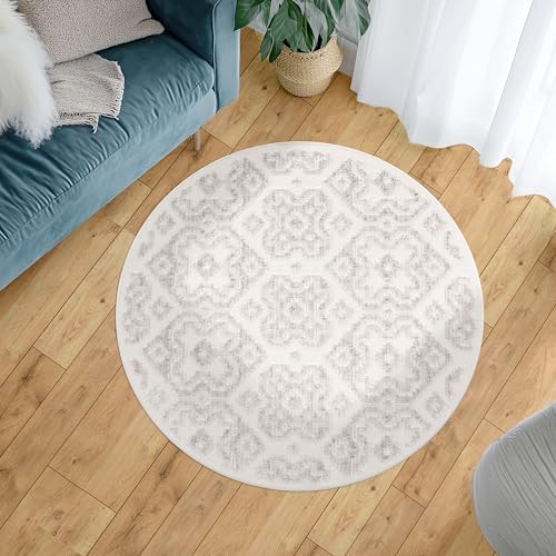 Paco Home Outdoor Teppich Wetterfest Wohnzimmer Boho Balkon Küche Skandinavisch 3D Effekt Geometrisches Muster Creme, Grösse:120 cm Rund Paco Home Outdoor Teppich Wetterfest Wohnzimmer Boho Balkon Küche Skandinavisch 3D Effekt Geometrisches Muster Creme, Grösse:120 cm Rund von Paco Home