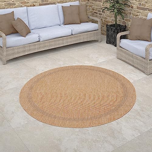 Paco Home Outdoor Teppich rund wetterfest & pflegeleicht Flachgewebe in Sisal-Optik mit Bordüre UV-beständig Modern für Balkon, Terrasse, Garten, Wohnzimmer, Grösse:120 cm Rund, Farbe:Beige Paco Home Outdoor Teppich rund wetterfest & pflegeleicht Flachgewebe in Sisal-Optik mit Bordüre UV-beständig Modern für Balkon, Terrasse, Garten, Wohnzimmer, Grösse:120 cm Rund, Farbe:Beige von Paco Home