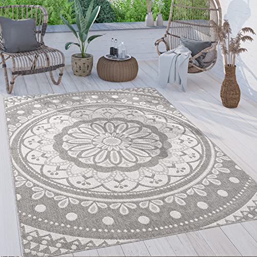 Paco Home Outdoor Teppich wetterfest & robust modernes Mandala & Boho Design pflegeleicht & flachgewebt für Balkon, Terrasse, Garten, Wohnzimmer & Küche Ethno Mandala, Grösse:60x100 cm, Farbe:Grau Paco Home Outdoor Teppich wetterfest & robust modernes Mandala & Boho Design pflegeleicht & flachgewebt für Balkon, Terrasse, Garten, Wohnzimmer & Küche Ethno Mandala, Grösse:60x100 cm, Farbe:Grau von Paco Home