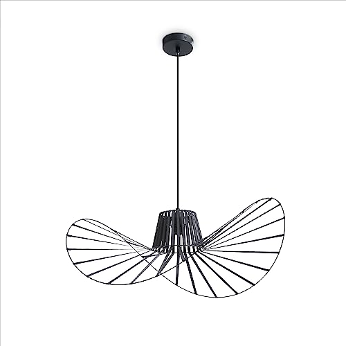 Paco Home Pendellampe Hängeleuchte Vertigo Wohnzimmer Esszimmerlampe Schlafzimmer Pendelleuchte Modern Vintage Hut E27, Farbe:Schwarz (Ø70cm), Leuchtenart___Farbe:Pendelleuchte - Schwarz von Paco Home