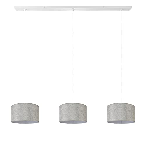 Paco Home Pendellampe Wohnzimmer Hängelampe Stoff Lampenschirm Modern Einfarbig Rund E27 Skandi Schlafzimmer 3 Flammig 1,5m Textilkabel von Paco Home