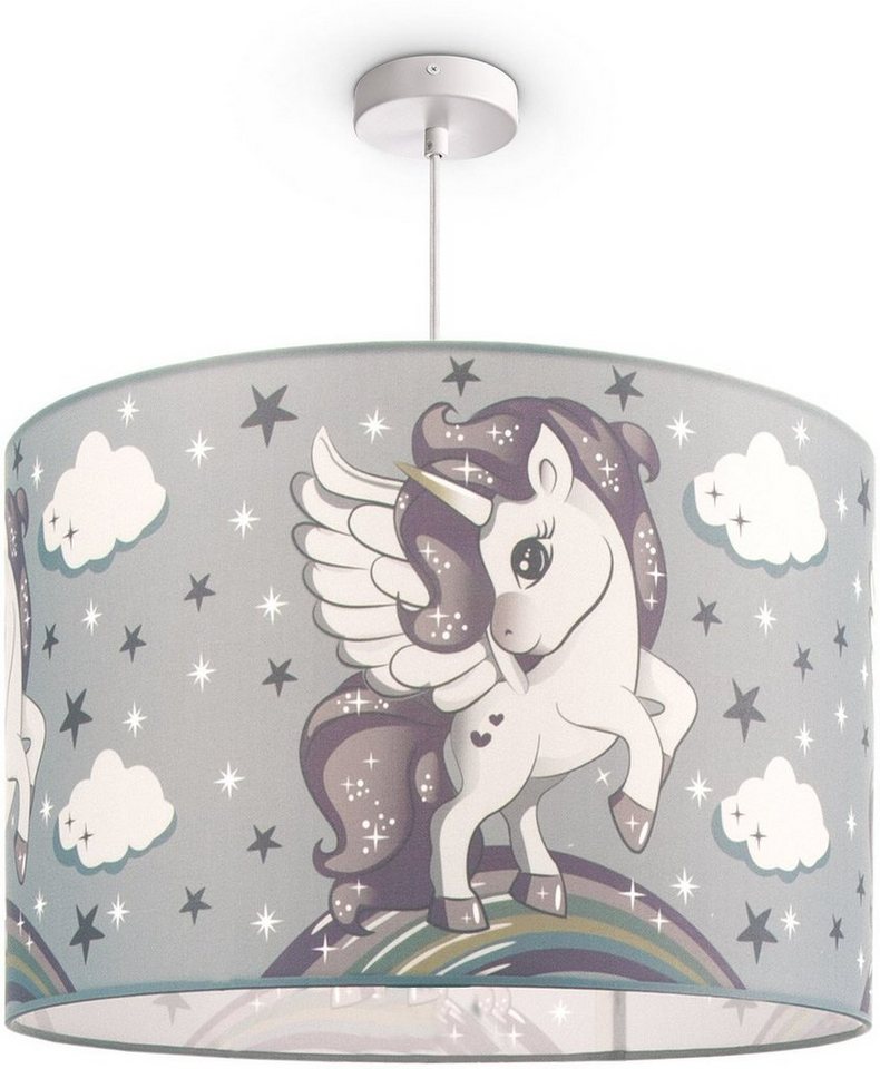 Paco Home Pendelleuchte Cosmo 213, ohne Leuchtmittel, Kinderlampe Deckenlampe LED Kinderzimmer Lampe Mit Einhorn, E27 von Paco Home