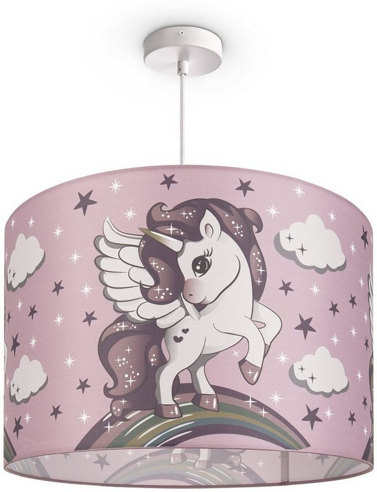 Paco Home Pendelleuchte Cosmo 213, ohne Leuchtmittel, Kinderlampe Deckenlampe LED Kinderzimmer Lampe Mit Einhorn, E27 von Paco Home