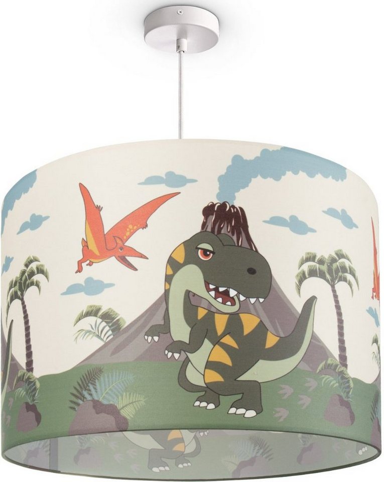 Paco Home Pendelleuchte Diamond 636, ohne Leuchtmittel, Kinderlampe Deckenlampe LED Kinderzimmer Lampe Dinosaurier, E27 von Paco Home