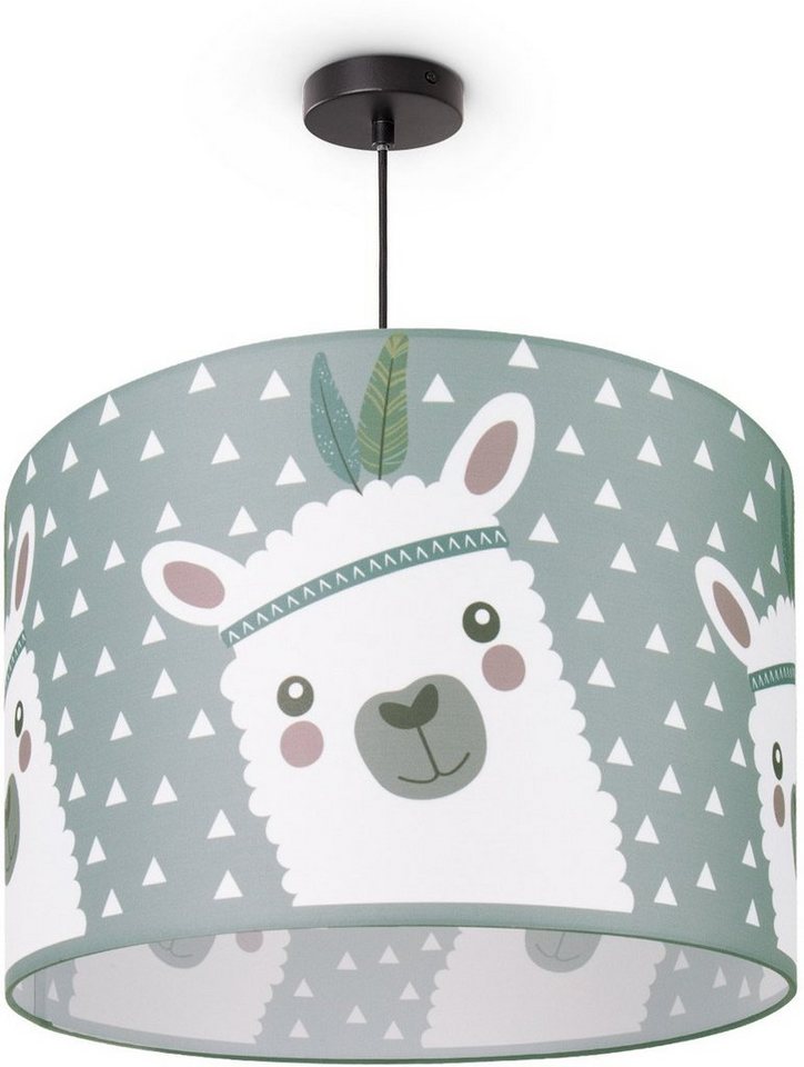 Paco Home Pendelleuchte Ela 214, ohne Leuchtmittel, Kinderlampe Deckenlampe LED Kinderzimmer Lampe Lama-Motiv, E27 von Paco Home