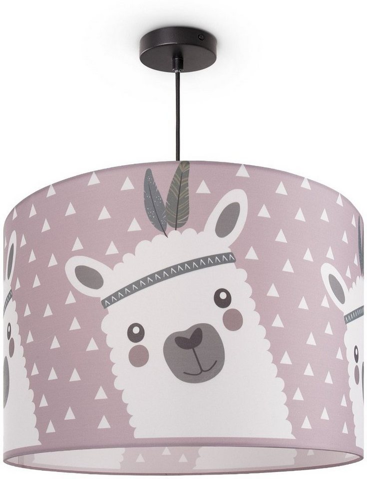 Paco Home Pendelleuchte Ela 214, ohne Leuchtmittel, Kinderlampe Deckenlampe LED Kinderzimmer Lampe Lama-Motiv, E27 von Paco Home