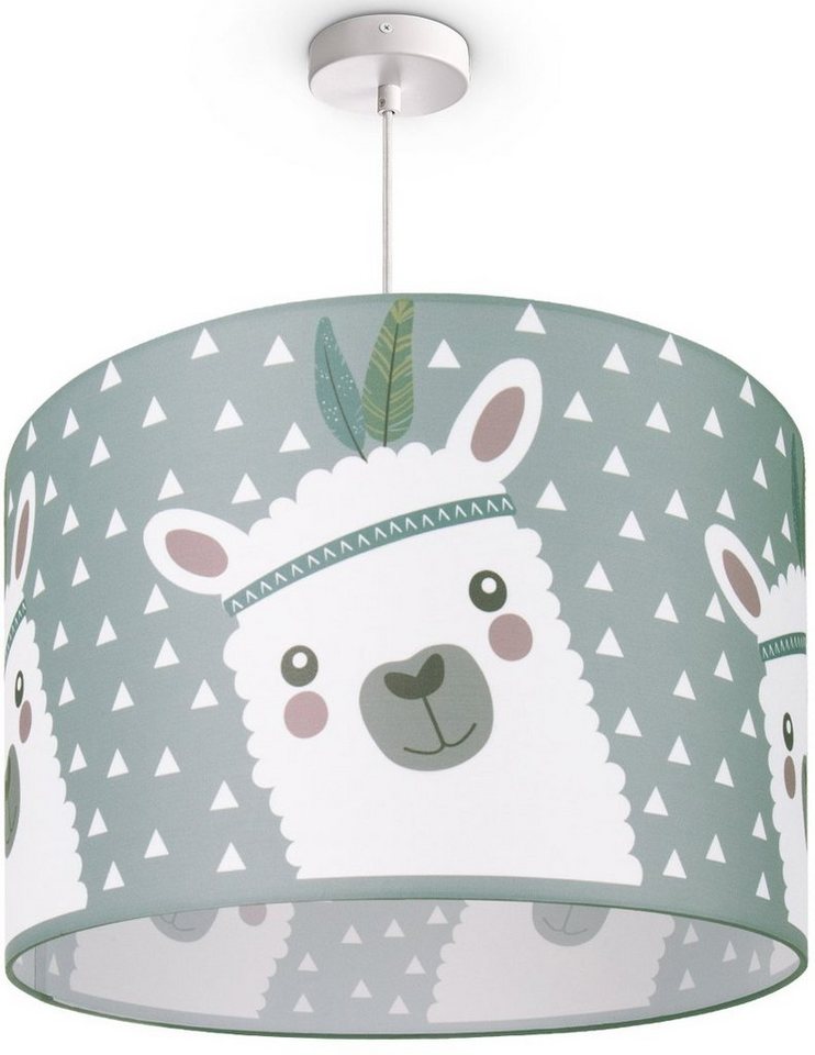 Paco Home Pendelleuchte Ela 214, ohne Leuchtmittel, Kinderlampe Deckenlampe LED Kinderzimmer Lampe Lama-Motiv, E27 von Paco Home