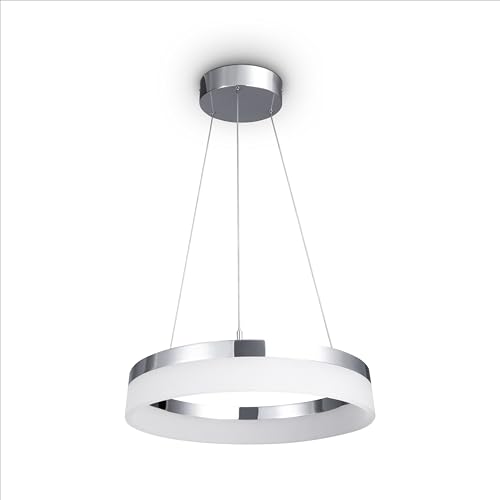Paco Home Pendelleuchte Esstisch Lampe Deko Wohnzimmer LED Hängelampe Schlafzimmer Pendellampe Esszimmer Modern Stylisch, Lampenart:Typ 1, Farbe:Chrome - Weiß von Paco Home