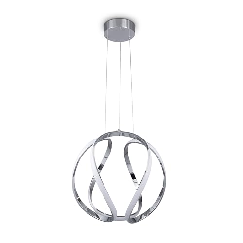 Paco Home Pendelleuchte Esstisch Lampe Deko Wohnzimmer LED Hängelampe Schlafzimmer Pendellampe Esszimmer Modern Stylisch, Lampenart:Typ 2, Farbe:Chrome - Weiß von Paco Home