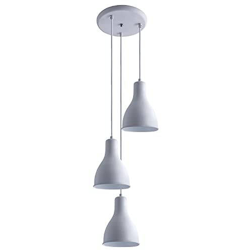 Paco Home Pendelleuchte Hängelampe Esszimmer Küchenlampe Hängend Esstischlampe Mit 1,5m Textilkabel Kürzbar E27 Modern 3-Flammig Metall Industrial Design von Paco Home