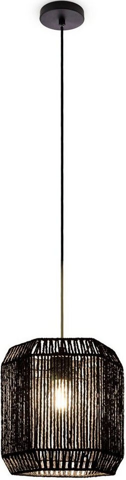 Paco Home Pendelleuchte Hugo Pepe, ohne Leuchtmittel, Wohnzimmer Esszimmer Rattan Optik Boho Schirm Papier Sechseckig von Paco Home