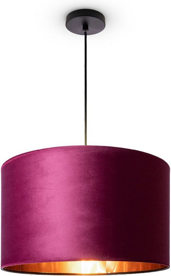 Paco Home Pendelleuchte Hugo uni Color, ohne Leuchtmittel, Wohnzimmer Lampenschirm aus Velour Unifarben Deko E27 Kabel 1,5m von Paco Home