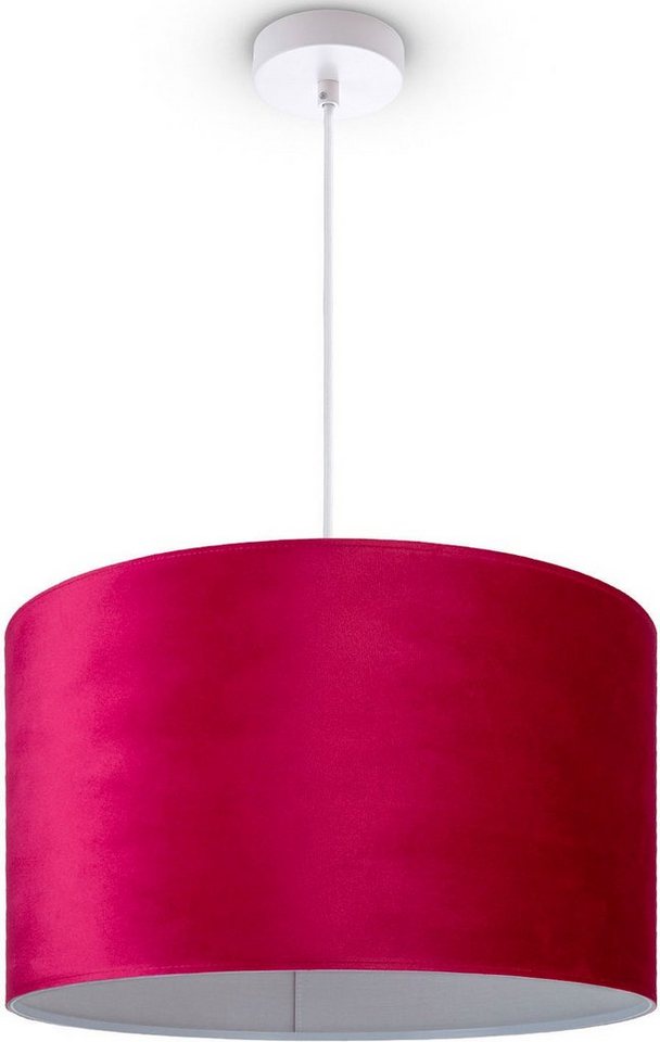 Paco Home Pendelleuchte Hugo uni Color, ohne Leuchtmittel, Wohnzimmer Lampenschirm aus Velour Unifarben Deko E27 Kabel 1,5m von Paco Home