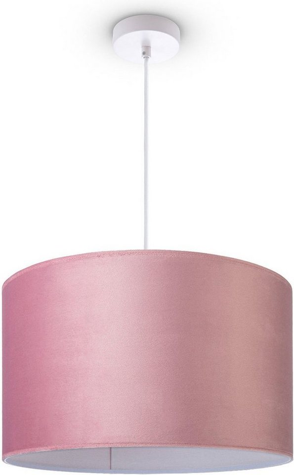 Paco Home Pendelleuchte Hugo uni Color, ohne Leuchtmittel, Wohnzimmer Lampenschirm aus Velour Unifarben Deko E27 Kabel 1,5m von Paco Home