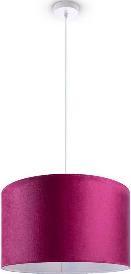Paco Home Pendelleuchte Hugo uni Color, ohne Leuchtmittel, Wohnzimmer Lampenschirm aus Velour Unifarben Deko E27 Kabel 1,5m von Paco Home