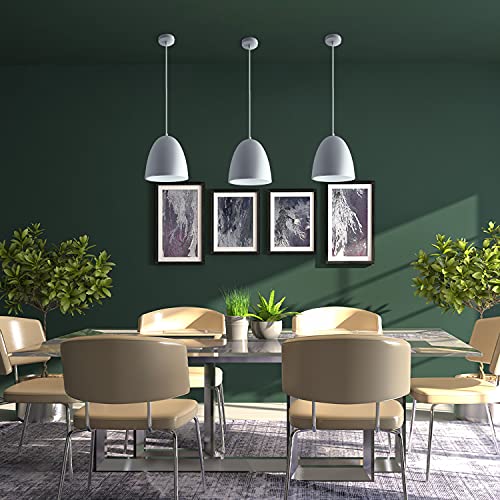 Paco Home Pendelleuchte Küchenlampe Hängelampe Esszimmer Esstischlampe Innen Gold Oder Weiß 1,5m Textilkabel Kürzbar E27, Leuchtmittel: ohne Leuchtmittel, Farbe: Weiß-Weiß von Paco Home