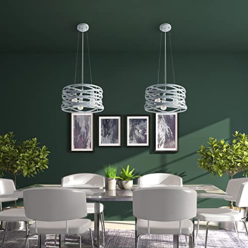 Paco Home Pendelleuchte Küchenlampe Hängend Esszimmer Esstischlampe Stahl Korb Lampe Ã˜40cm 3 Flammig 1,5m Textilkabel E27, Leuchtmittel: ohne Leuchtmittel, Farbe: Weiß von Paco Home