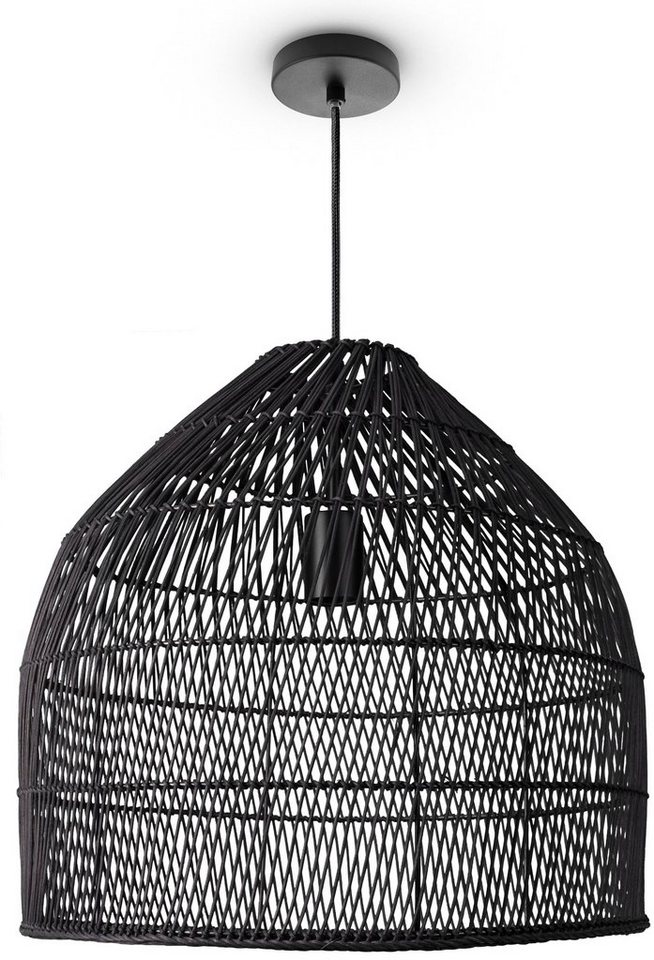 Paco Home Pendelleuchte LINNU, ohne Leuchtmittel, Korblampe Rattan Pendelleuchte Wohnzimmer Boho Deckenlampe Natur von Paco Home