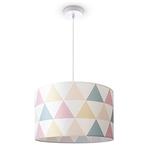 Paco Home Pendelleuchte Lampenschirm Stoff E27 Hängeleuchte Schlafzimmer Rund Vintage Retro Zylinder Textil 1,5m Textilkabel von Paco Home