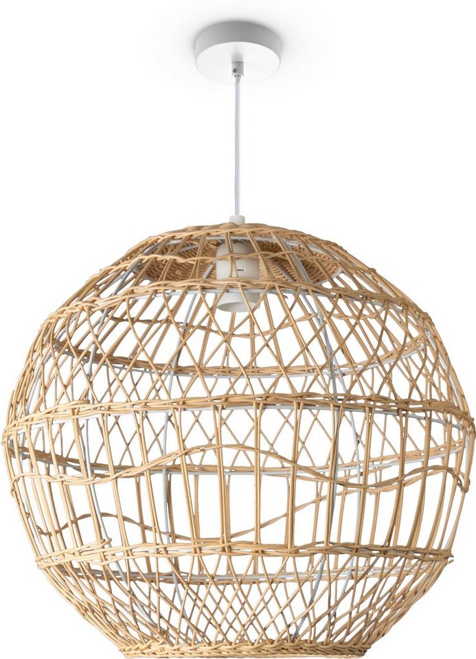 Paco Home Pendelleuchte MAITE, ohne Leuchtmittel, Rattan Hängeleuchte Korblampe Rund E27 Boho Stil Modern Wohnzimmer von Paco Home