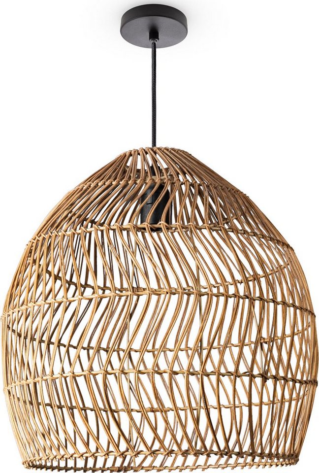 Paco Home Pendelleuchte ORNA, ohne Leuchtmittel, Pendellampe Rattan Korb Boho Modern Esszimmerlampe Natur Vintage E27 von Paco Home