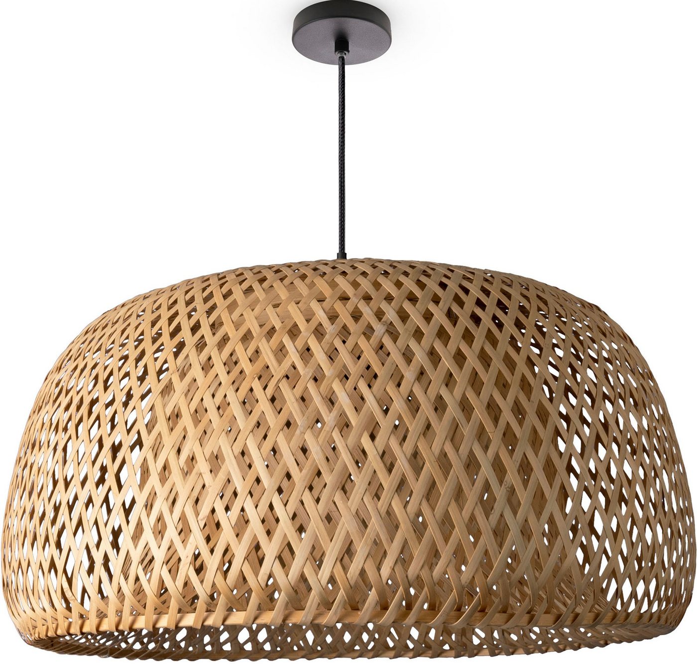 Paco Home Pendelleuchte PESA, ohne Leuchtmittel, Bambus Korblampen Hängeleuchte Rattan Optik Natur Boho E27 Rund von Paco Home