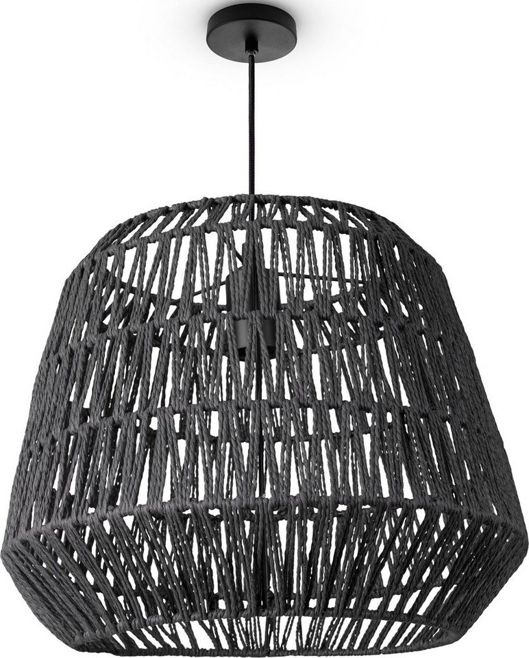 Paco Home Pendelleuchte POMI, ohne Leuchtmittel, Pendelleuchte Korb Lampe Esszimmerlampe Rattan Papier Boho E27 von Paco Home