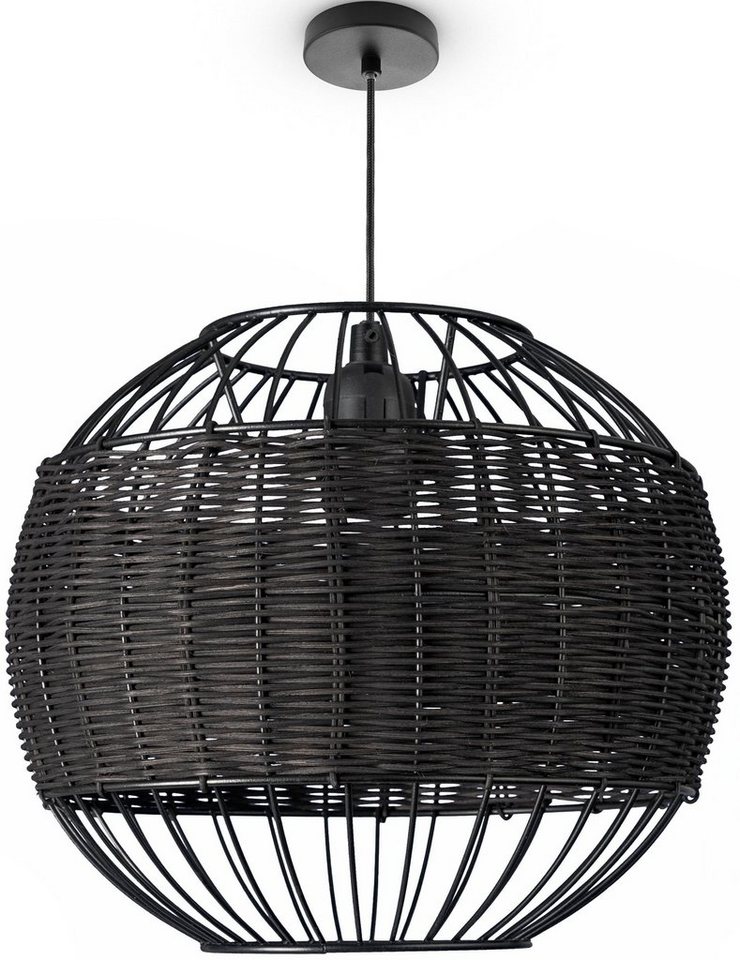 Paco Home Pendelleuchte PUGLO, ohne Leuchtmittel, Rattan Pendelleuchte Korb Lampe LED Rund Esstischlampe E27 Boho von Paco Home