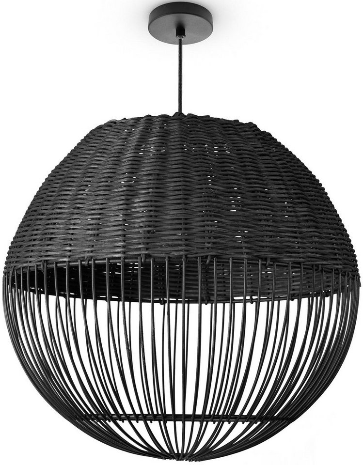 Paco Home Pendelleuchte PURO, ohne Leuchtmittel, Rattanlampe Korb Lampe LED Boho Natur Vintage Rund E27 von Paco Home