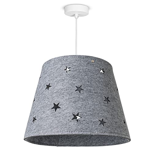 Paco Home Kinderlampe Kinderzimmer Hängelampe Pendelleuchte Stoff Sterne Jungen Mädchen Lampenschirm E27 Modern, Lampenart:Pendelleuchte, Farbe:Grau Paco Home Kinderlampe Kinderzimmer Hängelampe Pendelleuchte Stoff Sterne Jungen Mädchen Lampenschirm E27 Modern, Lampenart:Pendelleuchte, Farbe:Grau von Paco Home