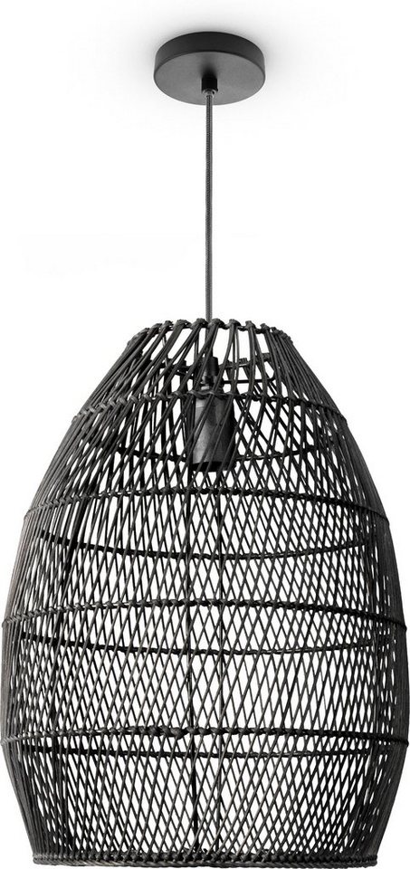 Paco Home Pendelleuchte VIHMA, ohne Leuchtmittel, Rattan Pendellampe Korb Esstischlampe Natürlich LED Boho Rustikal E27 von Paco Home