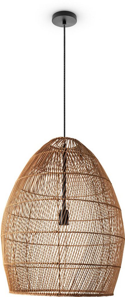 Paco Home Pendelleuchte VIHMA, ohne Leuchtmittel, Rattan Pendelleuchte Esstischlampe Natürlich LED Boho Rustikal E27 von Paco Home