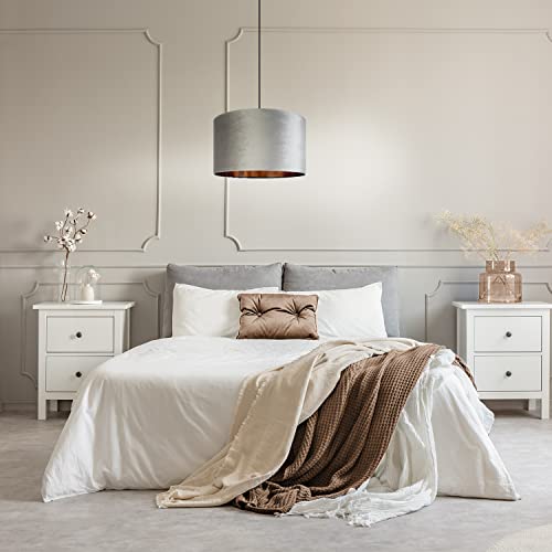 Paco Home Deckenlampe Pendelleuchte Hängelampe Wohnzimmer Esszimmer Schlafzimmer Lampenschirm Velours Industrial Samt E27 1,5m Textilkabel Kürzbar von Paco Home