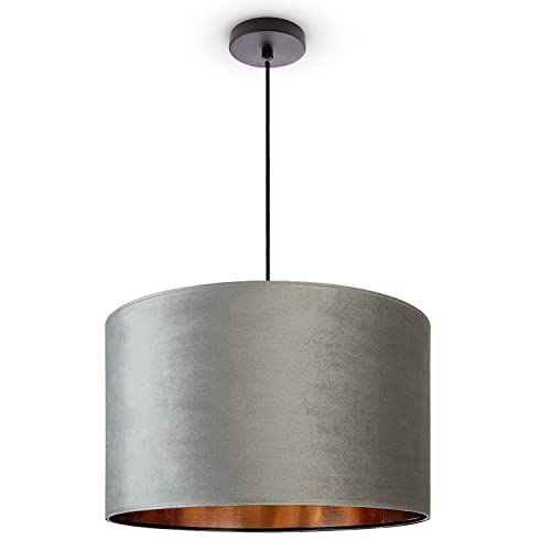Paco Home Deckenlampe Pendelleuchte Hängelampe Wohnzimmer Esszimmer Schlafzimmer Lampenschirm Velours Industrial Samt E27 1,5m Textilkabel Kürzbar von Paco Home