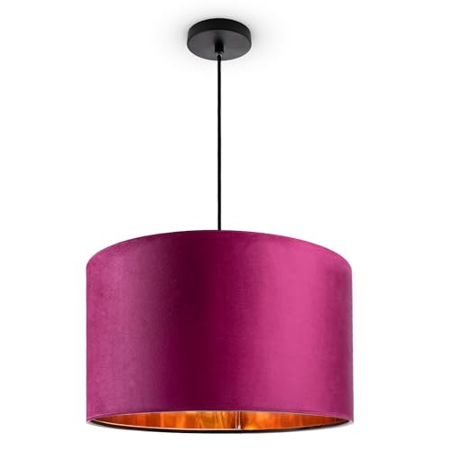 Paco Home Pendelleuchte Wohnzimmer Lampenschirm Velours Hängelampe Vintage Unifarben Samt E27 1,5m Textilkabel Kürzbar von Paco Home