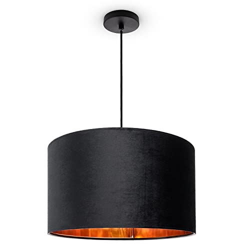 Paco Home Deckenlampe Pendelleuchte Hängelampe Wohnzimmer Esszimmer Schlafzimmer Lampenschirm Velours Industrial Samt E27 1,5m Textilkabel Kürzbar von Paco Home