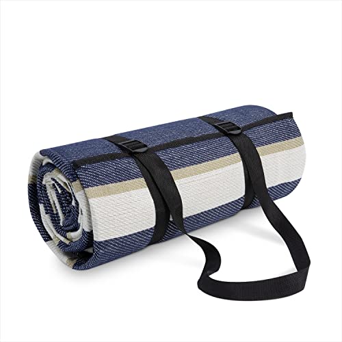 Paco Home Picknickdecke Campingdecke XXL Strand Picknickdecke Wasserdicht Mit Tragegriff Leicht Kompakt Tragbar Isoliert, Farbe:Blau-Gelb 2, Größe:200x200cm von Paco Home