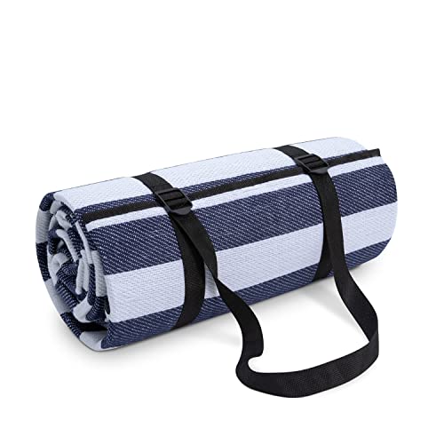 Paco Home Picknickdecke Campingdecke XXL Strand Picknickdecke Wasserdicht Mit Tragegriff Leicht Kompakt Tragbar Isoliert, Farbe:Blau-Weiß 1, Größe:150x200cm von Paco Home