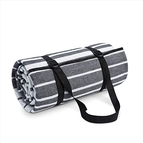 Paco Home Picknickdecke Campingdecke XXL Strand Picknickdecke Wasserdicht Mit Tragegriff Leicht Kompakt Tragbar Isoliert, Farbe:Grau-Weiß 3, Größe:200x300cm von Paco Home