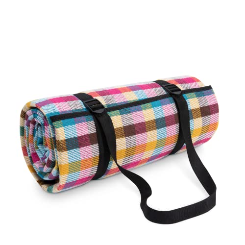 Paco Home Picknickdecke Campingdecke XXL Strand Picknickdecke Wasserdicht Mit Tragegriff Leicht Kompakt Tragbar Isoliert, Farbe:Mehrfarbig 1, Größe:150x200cm von Paco Home