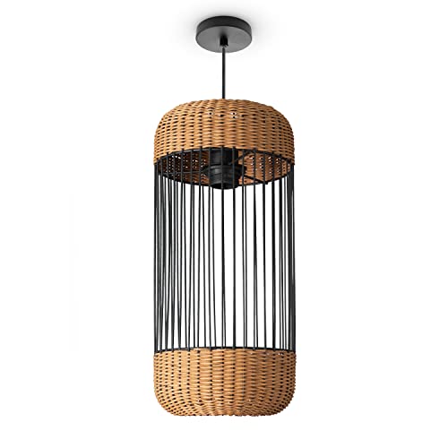 Paco Home Rattan Pendelleuchte Wohnzimmer Hängelampe Boho Style Käfig Lampe Esstischlampe Metall E27 von Paco Home