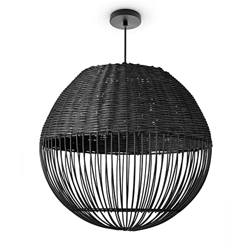 Paco Home Rattan Pendelleuchte Wohnzimmer Hängelampe Boho Style Käfig Lampe Esstischlampe Metall E27 von Paco Home