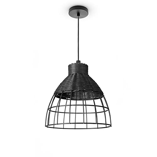 Paco Home Rattan Pendelleuchte Wohnzimmer Hängelampe Boho Style Käfig Lampe Esstischlampe Metall E27 von Paco Home