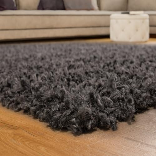 Paco Home Shaggy Hochflor Langflor Teppich Sky Einfarbig in Anthrazit, Grösse:200 cm Quadrat Paco Home Shaggy Hochflor Langflor Teppich Sky Einfarbig in Anthrazit, Grösse:200 cm Quadrat von Paco Home