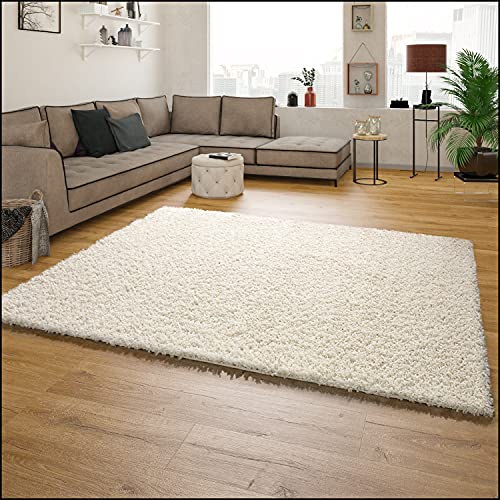 Paco Home Shaggy Hochflor Langflor Teppich Sky Einfarbig in Creme, Grösse:190x280 cm von Paco Home