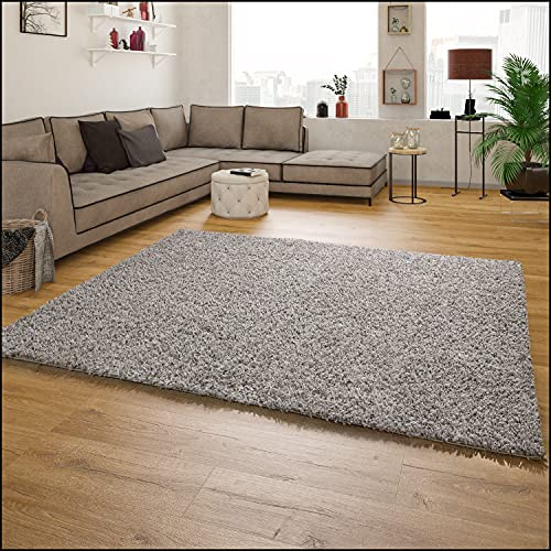 Paco Home Shaggy Hochflor Langflor Teppich Sky Einfarbig in Grau, Grösse:60x100 cm von Paco Home